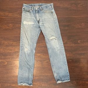 Distressed, patched Levi’s 505